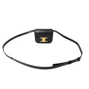 Very Celine Triomphe Claude shoulder bag shiny black calfskin